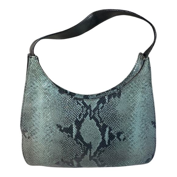 Vtg Cristian 100% Italian Leather Snakeskin Textured Hobo Bag Crescent Purse - Picture 1 of 7